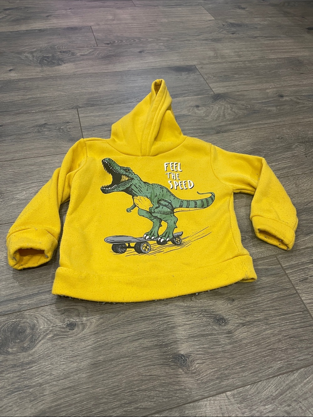 Tony Hawk Yellow Kids Hoodie with Green Dinosaur Skate Graphic